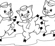 Coloriage et dessins gratuit Cochons qui dansent à imprimer