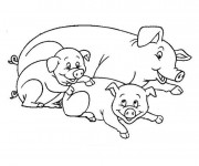 Coloriage et dessins gratuit Mère Cochon et ses petits à imprimer