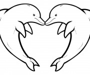 Coloriage et dessins gratuit Dauphins coeur à imprimer