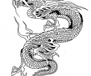 Coloriage Dragon chinois en noir et blanc