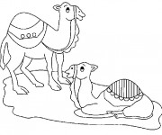 Coloriage et dessins gratuit Le repos des chameaux à imprimer