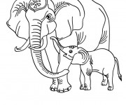 Coloriage et dessins gratuit Éléphant et son petit à imprimer