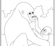 Coloriage Gorille et son bébé