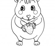 Coloriage et dessins gratuit Hamster et Fraise à imprimer