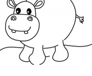 Coloriage Hippopotame avec sa grosse tête