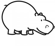 Coloriage et dessins gratuit Hippopotame couleur à imprimer