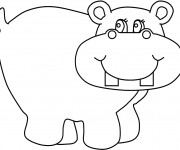 Coloriage Hippopotame heureux