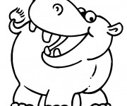 Coloriage et dessins gratuit Hippopotame souriant à imprimer