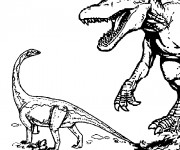 Coloriage Deux Dinosaures de Jurassic Park