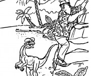 Coloriage et dessins gratuit Dinosaure et homme à imprimer