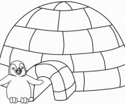 Coloriage et dessins gratuit Pingouin devant sa maison à imprimer