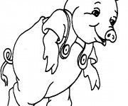 Coloriage et dessins gratuit Cochon portant une salopette à imprimer