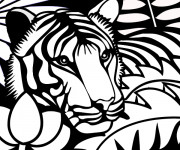 Coloriage Tête de Tigre vectoriel