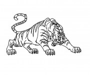 Coloriage Tigre en attaquant