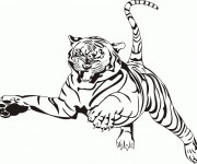 Coloriage et dessins gratuit Tigre en sautant à imprimer