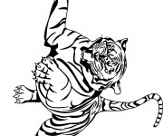 Coloriage Tigre qui saute