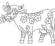 Coloriage La vache fleuri