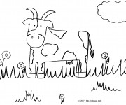 Coloriage Vache avec des cornes bizarres