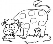 Coloriage et dessins gratuit Vache mange à imprimer