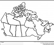 Coloriage Carte de Canada à colorier