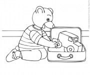 Coloriage et dessins gratuit L'ours joue dans sa Chambre à imprimer