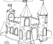 Coloriage et dessins gratuit château à découper à imprimer