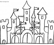 Coloriage et dessins gratuit château en noir et blanc à imprimer
