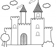 Coloriage et dessins gratuit château vecteur à imprimer