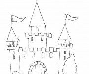 Coloriage et dessins gratuit châteaux simple à imprimer