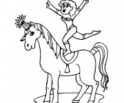 Coloriage et dessins gratuit Cirque acrobate sur Le Cheval à imprimer