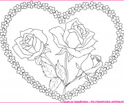Coloriage et dessins gratuit Coeur et Fleurs au centre à imprimer