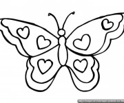 Coloriage Papillon décorée avec des Coeurs