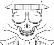 Coloriage Crâne de mort portant un chapeau