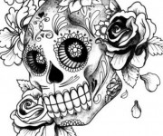 Coloriage Tête de mort mexicaine fille