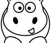 Coloriage et dessins gratuit Hippopotame simple pour maternelle à imprimer