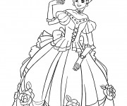 Coloriage Princesse porte Une Robe adorable