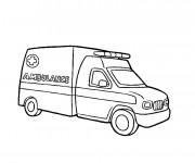 Coloriage et dessins gratuit Ambulance en couleur à imprimer