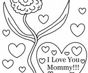 Coloriage et dessins gratuit Je T'aime Maman avec fleur à imprimer