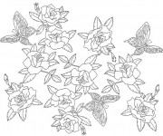 Coloriage et dessins gratuit Inspiration Zen Fleurs et Papillon à imprimer