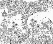Coloriage et dessins gratuit Inspiration Zen Paysage de Jardin à imprimer