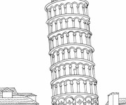 Coloriage Italie La tour de Pise à télécharger