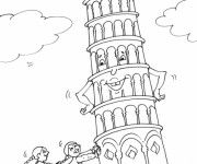 Coloriage et dessins gratuit La tour de Pise penchée à imprimer
