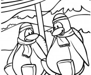 Coloriage et dessins gratuit Club Penguin en hiver à imprimer