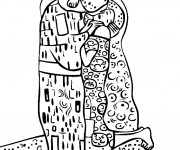 Coloriage et dessins gratuit Klimt Le Baiser à imprimer