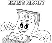 Coloriage Emoji Flying Money du film Le Monde Secret Des Emojis