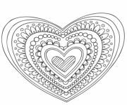 Coloriage et dessins gratuit Mandala coeur et amour à imprimer