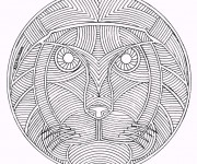 Coloriage et dessins gratuit Mandala Animaux Lion en Ligne à imprimer