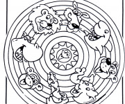 Coloriage et dessins gratuit Mandala Animaux pour enfant à imprimer