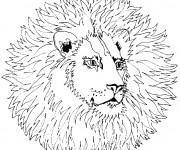 Coloriage Mandala Lion à découper