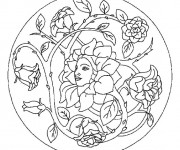 Coloriage Mandala Femme en forme de Fleur